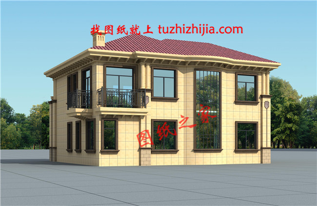 占地180平方米二層鄉(xiāng)村小洋樓設(shè)計(jì)戶型圖及圖紙，外觀華麗