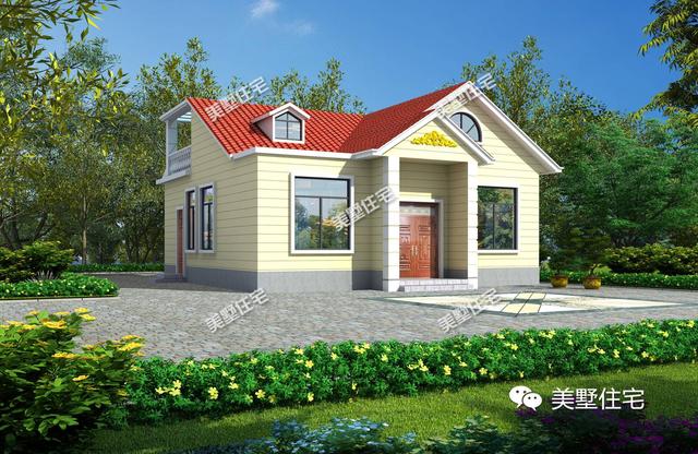 一層小別墅自建房屋，這棟一層帶大院閣樓地下室，造價12萬！