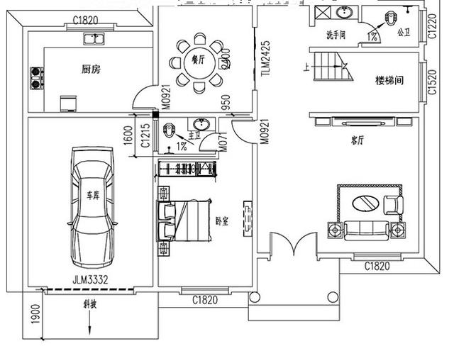 二層帶車庫小別墅設計施工圖，外觀靚麗，富有現(xiàn)代氣息，格局經(jīng)典