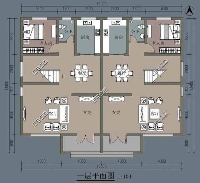 雙拼別墅設(shè)計圖，農(nóng)村兩兄弟蓋房既省錢又霸氣