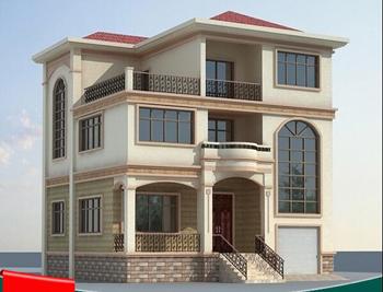 三層帶露臺(tái)別墅設(shè)計(jì)圖，1帶車庫(kù)層2外觀清新！