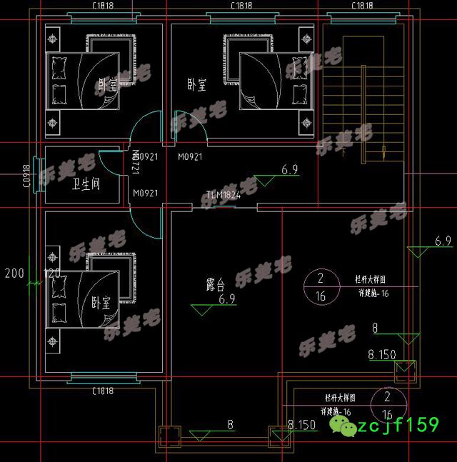 三層帶露臺(tái)別墅設(shè)計(jì)圖，1帶車庫(kù)層2外觀清新！