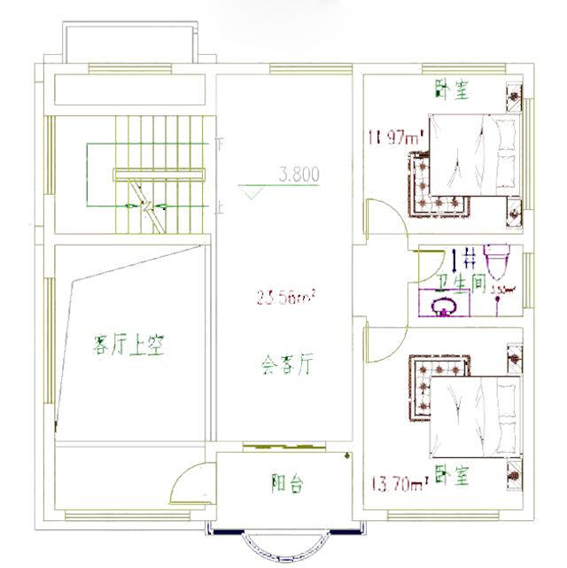 三層帶露臺(tái)別墅設(shè)計(jì)圖，1帶車庫(kù)層2外觀清新！
