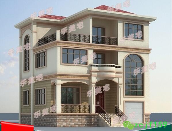 三層帶露臺(tái)別墅設(shè)計(jì)圖，1帶車庫(kù)層2外觀清新！