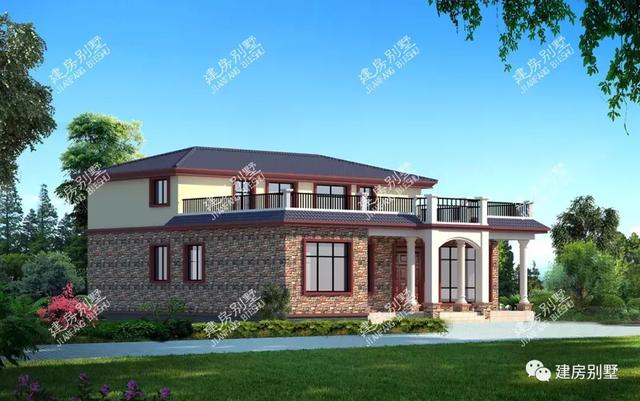 兩層鄉(xiāng)村自建房，面寬14米左右，第二棟有7個臥室，大家庭也能住