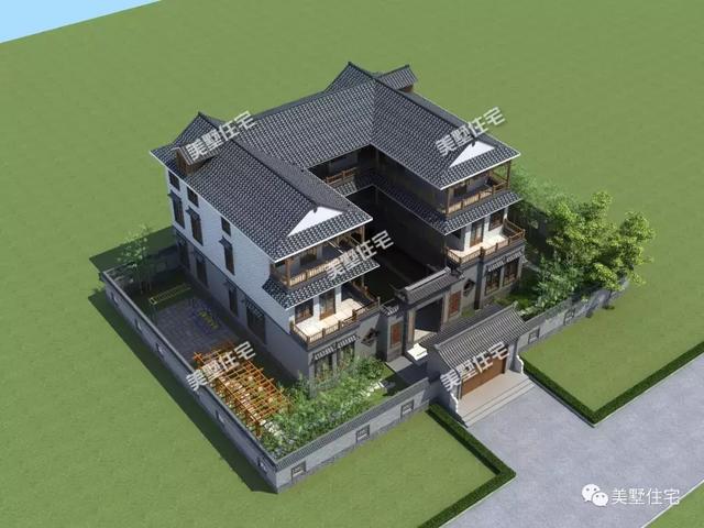 典雅中式別墅設(shè)計(jì)圖，上有露臺(tái)，下有庭院，這才是中國最美的房子！