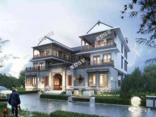 典雅中式別墅設(shè)計(jì)圖，上有露臺(tái)，下有庭院，這才是中國最美的房子！