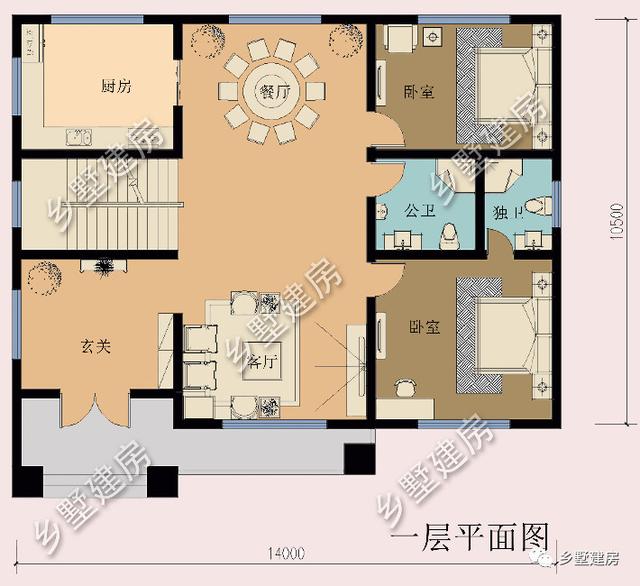 14X10米鄉(xiāng)村小別墅設(shè)計圖，桌球室+露臺完美設(shè)計，經(jīng)典實用不落伍！