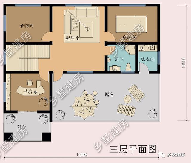 14X10米鄉(xiāng)村小別墅設(shè)計圖，桌球室+露臺完美設(shè)計，經(jīng)典實用不落伍！