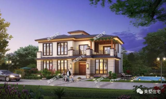 二層新中式別墅設(shè)計圖，內(nèi)設(shè)神臺，有品位還接地氣