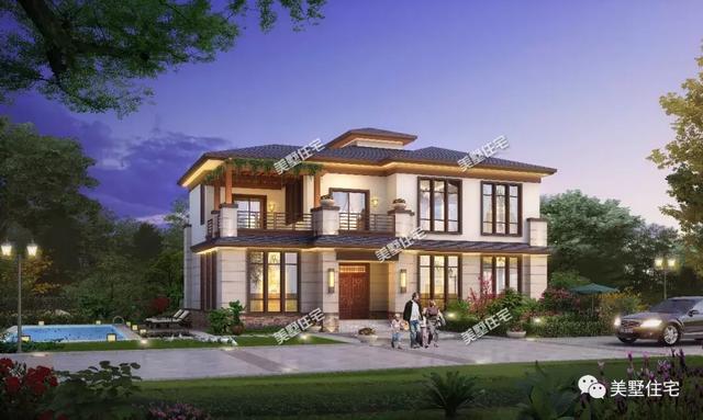 二層新中式別墅設(shè)計圖，內(nèi)設(shè)神臺，有品位還接地氣