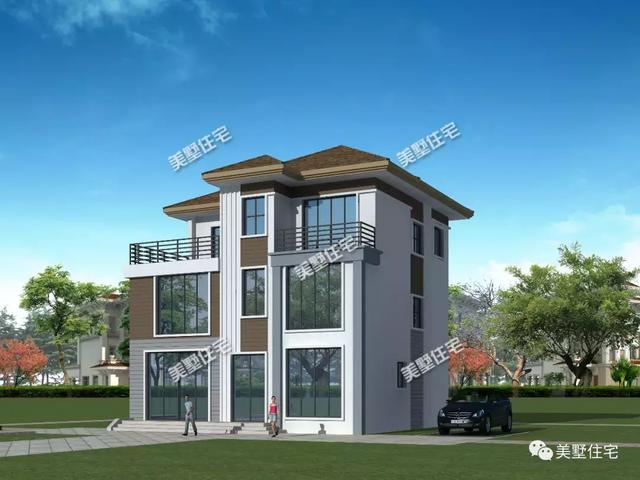 現(xiàn)代風(fēng)美墅設(shè)計(jì)圖，清爽簡(jiǎn)約，建一棟有面兒又有范兒