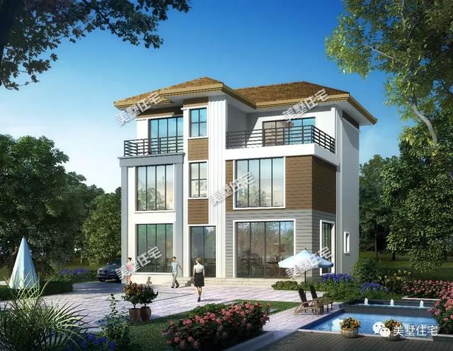 現(xiàn)代風(fēng)美墅設(shè)計(jì)圖，清爽簡(jiǎn)約，建一棟有面兒又有范兒