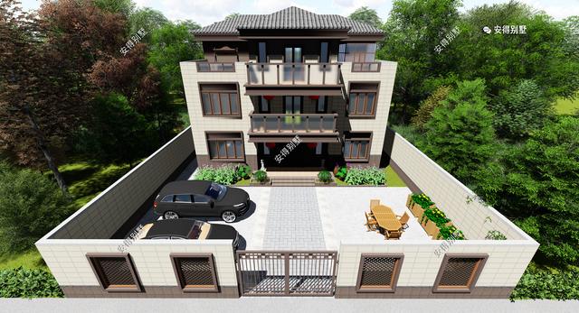 經(jīng)典3層新中式別墅設(shè)計圖，占地13.2*10米，造型簡約、外觀大氣。