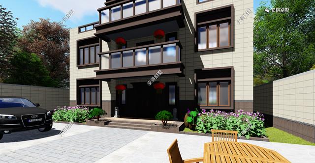 經(jīng)典3層新中式別墅設(shè)計圖，占地13.2*10米，造型簡約、外觀大氣。