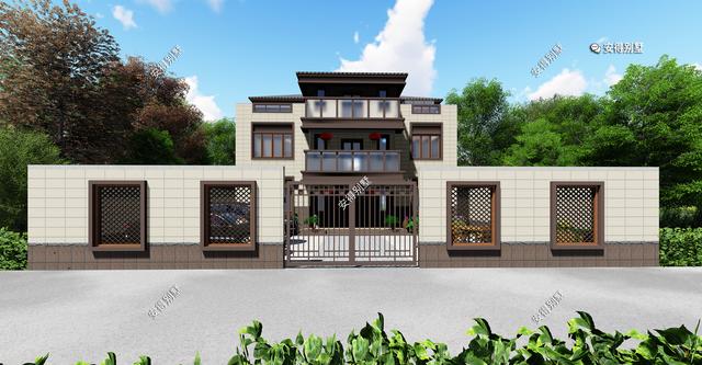 經(jīng)典3層新中式別墅設(shè)計圖，占地13.2*10米，造型簡約、外觀大氣。