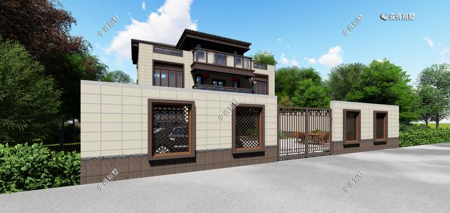 經(jīng)典3層新中式別墅設(shè)計圖，占地13.2*10米，造型簡約、外觀大氣。