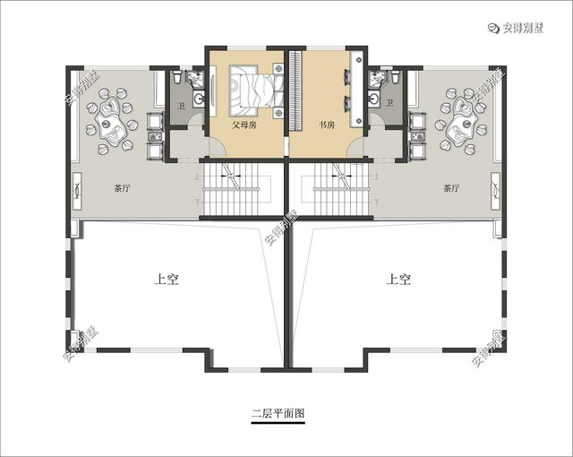 4層兄弟雙拼別墅設(shè)計(jì)圖，新中式建筑挑空大客廳設(shè)計(jì)，經(jīng)典霸氣！