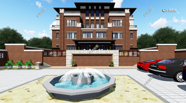 4層兄弟雙拼別墅設(shè)計(jì)圖，新中式建筑挑空大客廳設(shè)計(jì)，經(jīng)典霸氣！