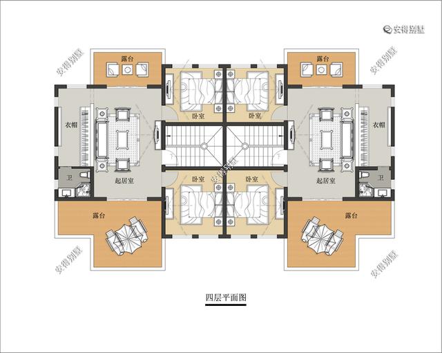 4層兄弟雙拼別墅設(shè)計(jì)圖，新中式建筑挑空大客廳設(shè)計(jì)，經(jīng)典霸氣！