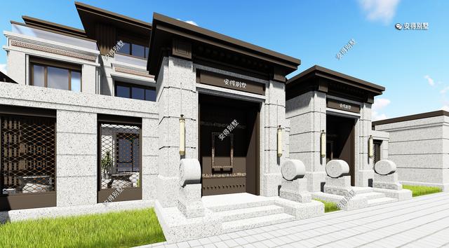 新中式的雙拼別墅設(shè)計(jì)圖，建筑造型盡顯高端，兄弟這樣建房才叫豪宅。