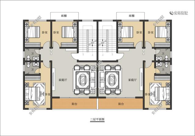 新中式的雙拼別墅設(shè)計(jì)圖，建筑造型盡顯高端，兄弟這樣建房才叫豪宅。