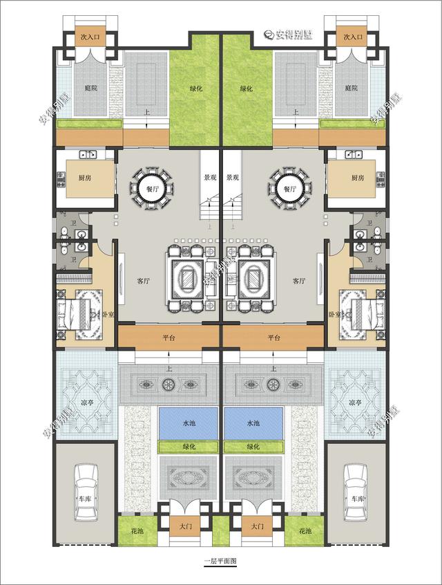 新中式的雙拼別墅設(shè)計(jì)圖，建筑造型盡顯高端，兄弟這樣建房才叫豪宅。
