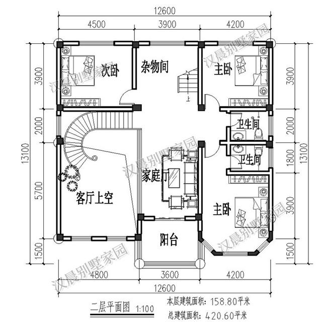 氣派歐式三層別墅設(shè)計(jì)圖12.6X13.1米，顯眼大方洋氣舒適，過(guò)目難忘