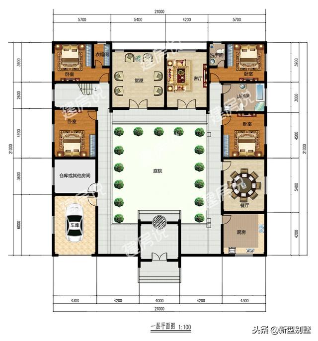 經(jīng)典四合院設(shè)計圖，60萬開建，還配套了大車庫，身份的象征
