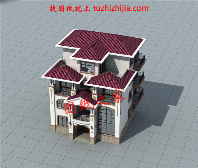 最新款農(nóng)村四層別墅設(shè)計圖紙戶型圖，帶挑空客廳