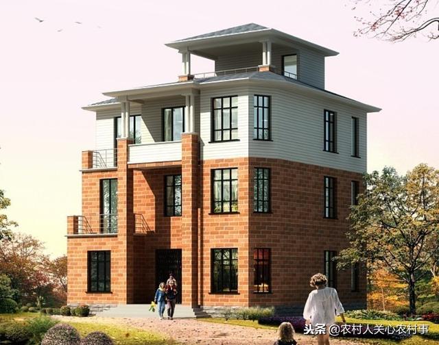 簡(jiǎn)約經(jīng)典復(fù)古的10.76×11.7米三層農(nóng)村別墅設(shè)計(jì)圖，建在農(nóng)村很合適