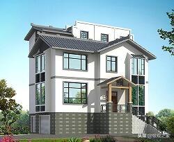 新中式三層農(nóng)村別墅設(shè)計圖，139平帶地下室