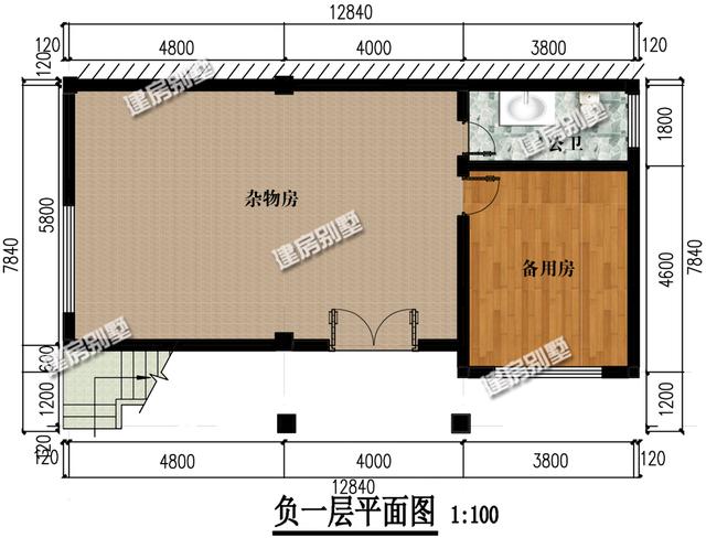 三層別墅設計圖，12.8x15.1帶架空層，室外樓梯全村第一家！