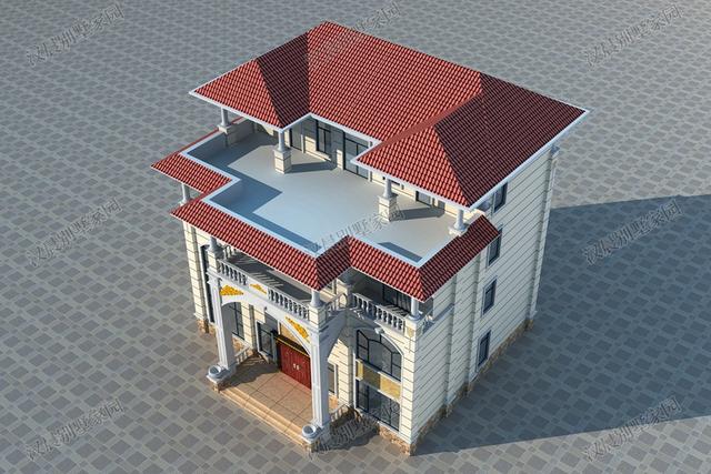 四層農(nóng)村獨(dú)棟別墅設(shè)計(jì)圖，15X14.2米旋轉(zhuǎn)樓梯+挑空客廳+神臺(tái)