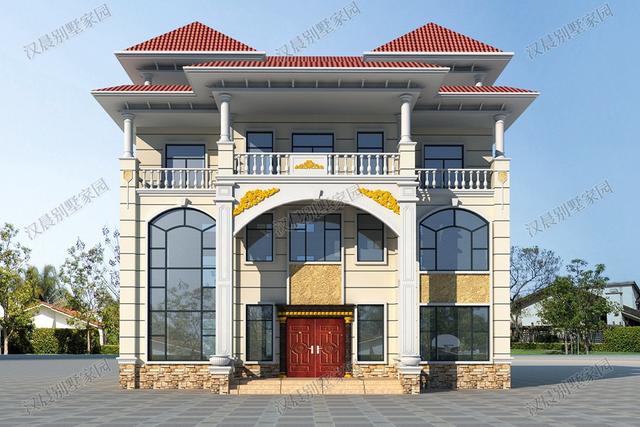 四層農(nóng)村獨(dú)棟別墅設(shè)計(jì)圖，15X14.2米旋轉(zhuǎn)樓梯+挑空客廳+神臺(tái)