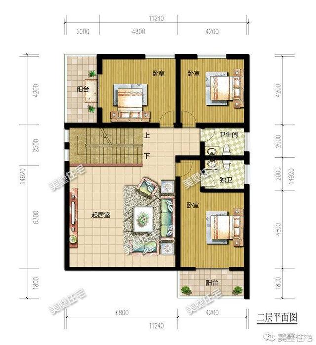 農(nóng)村11×13米現(xiàn)代別墅設(shè)計圖，150平設(shè)6室2廳附上室內(nèi)裝修圖