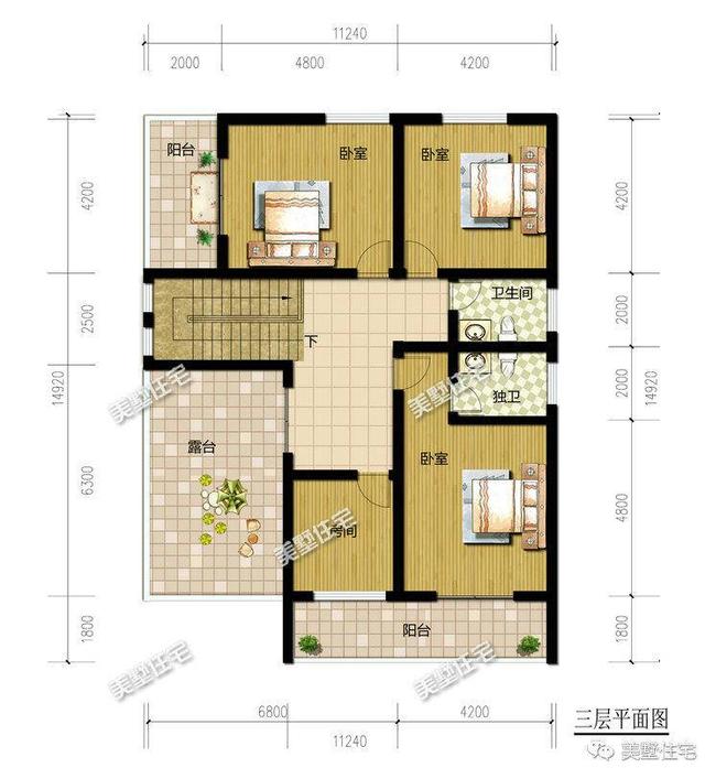 農(nóng)村11×13米現(xiàn)代別墅設(shè)計圖，150平設(shè)6室2廳附上室內(nèi)裝修圖