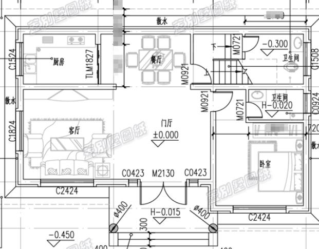 農村二層小別墅全套設計施工圖，符合現(xiàn)代人的審美及生活習慣，經濟實用