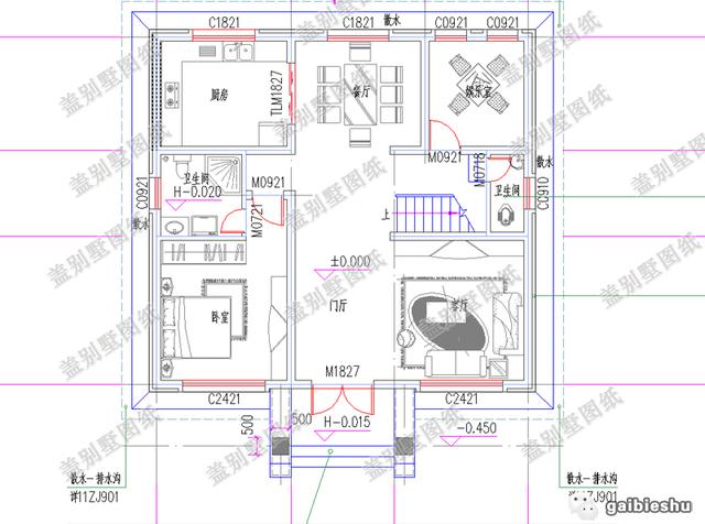 磚混結(jié)構(gòu)農(nóng)村三層別墅房屋設(shè)計(jì)圖，戶型合理大氣美觀