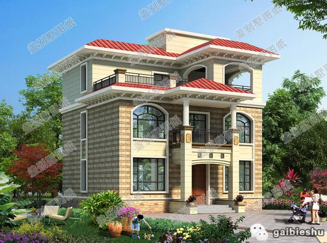 磚混結(jié)構(gòu)農(nóng)村三層別墅房屋設(shè)計(jì)圖，戶型合理大氣美觀