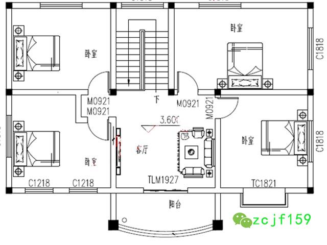 新農(nóng)村二層別墅設(shè)計(jì)圖效果圖，外觀時(shí)尚大方，層次分明，大坡度房屋頂