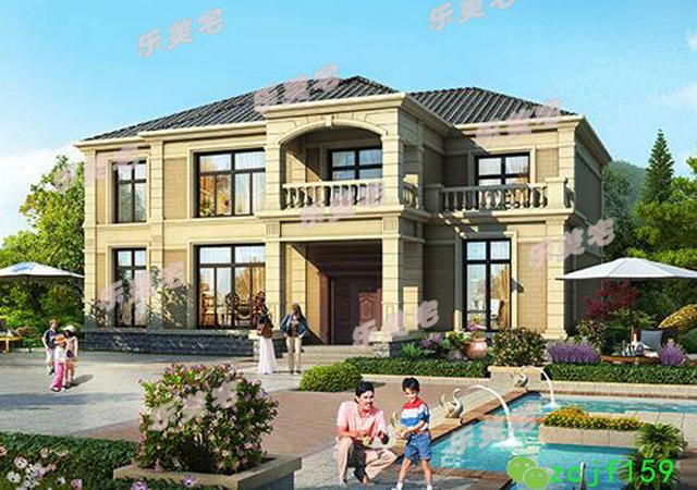 農(nóng)村二層別墅設(shè)計(jì)圖施工圖，占地180平米，外觀造型錯(cuò)落有致，精致大氣