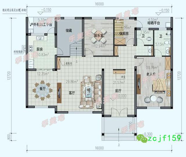 農(nóng)村二層別墅設(shè)計(jì)圖施工圖，占地180平米，外觀造型錯(cuò)落有致，精致大氣