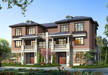 新款農(nóng)村三層雙拼聯(lián)體別墅戶型圖，客廳中空，單戶120平米左右