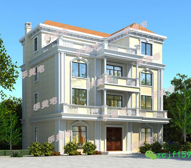 農(nóng)村帶大露臺(tái)四層歐式別墅設(shè)計(jì)圖，簡(jiǎn)單大氣，柔美溫馨