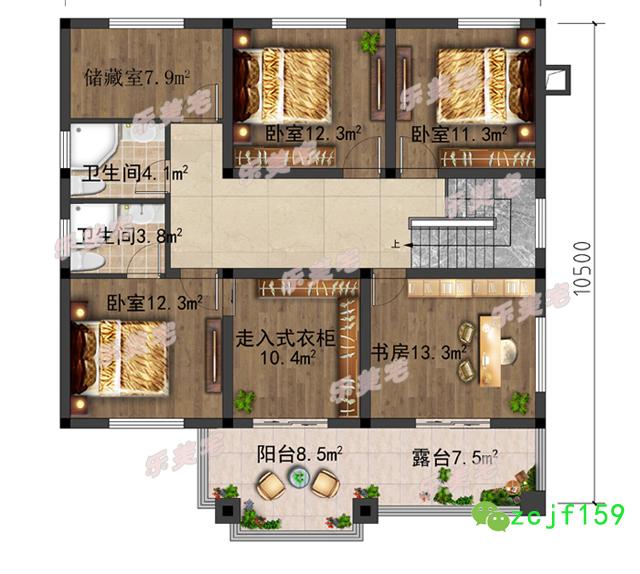 農(nóng)村二層別墅設(shè)計(jì)圖，外觀簡(jiǎn)潔大方，功能區(qū)分合理