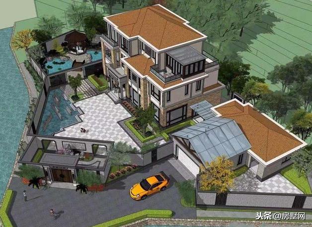 三層新中式別墅設(shè)計(jì)圖，風(fēng)格中西結(jié)合，設(shè)計(jì)感十足