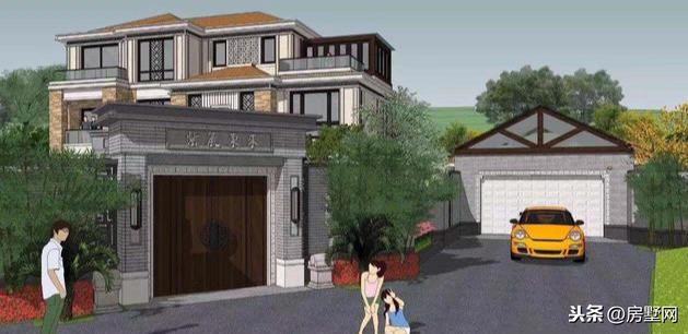 三層新中式別墅設(shè)計(jì)圖，風(fēng)格中西結(jié)合，設(shè)計(jì)感十足