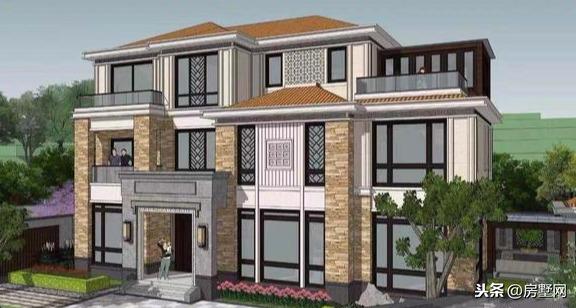 三層新中式別墅設(shè)計(jì)圖，風(fēng)格中西結(jié)合，設(shè)計(jì)感十足