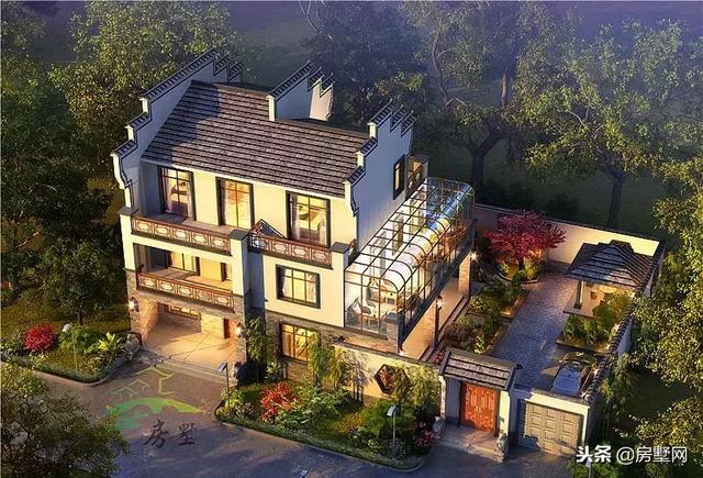 三層中式徽派別墅設(shè)計圖，別墅空間大，滿足一家人的居住，美到拉仇恨